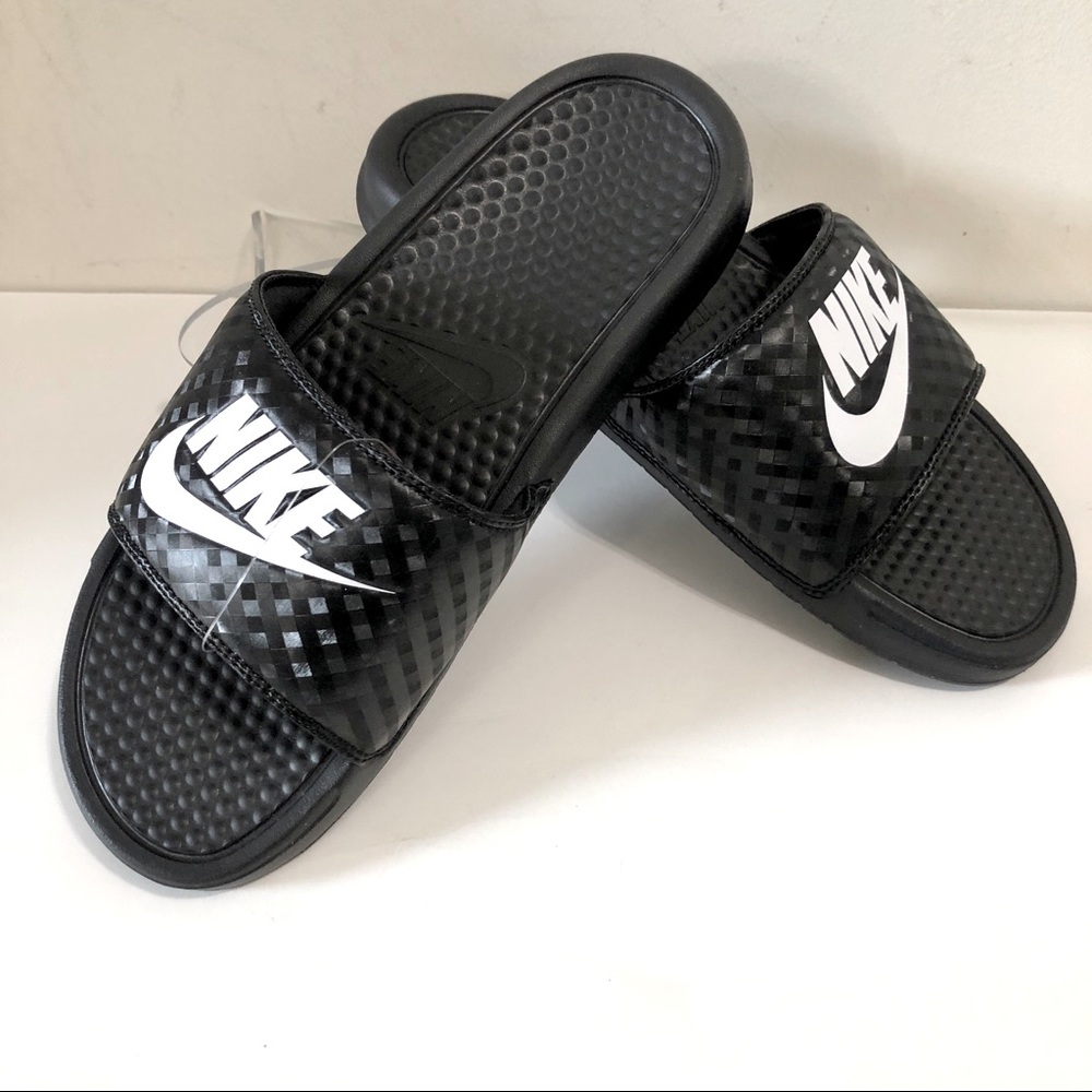 Nike Benassi JDI Black White Logo Stylish Comfortable Lightweight Slide Sandals